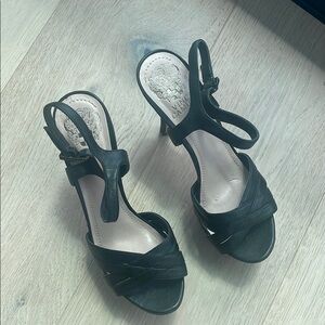 Vince Camuto Black Slingback Heels with Ankle Strap